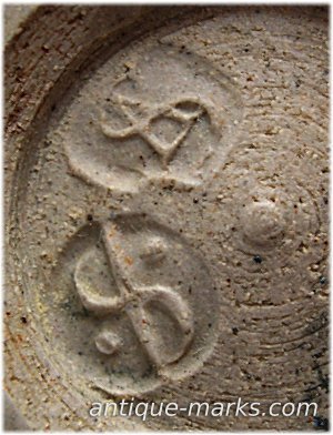 What are some ways to identify antique stoneware markings?