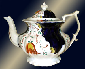 Gaudy Welsh Pottery - Tulip Pattern Teapot