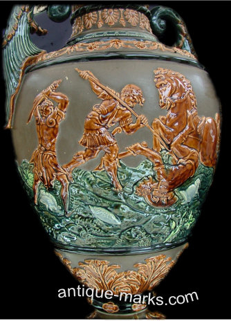 Antiques Collection - Close up of Gerbing & Stephan Majolica Vase Decoration