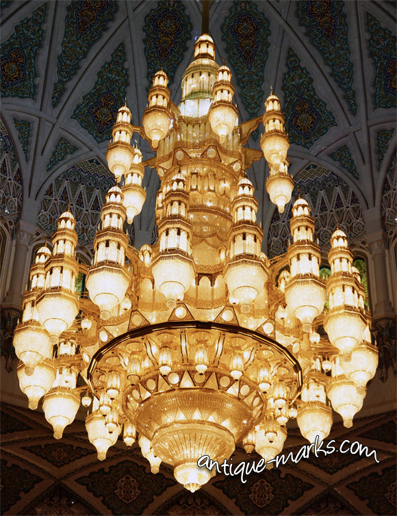 Swarovski Crystal Chandelier in Sultan Qaboos Grand Mosque in Muscat Oman