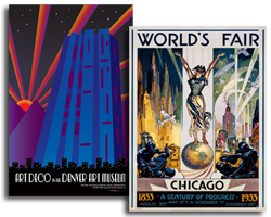 art deco buildings posters