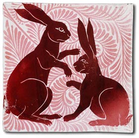 arts and crafts hare tile by william de morgan c1872