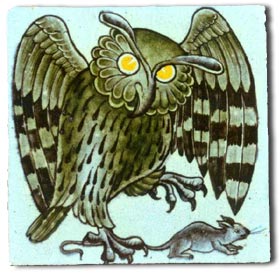 william de morgan owl and mouse tile