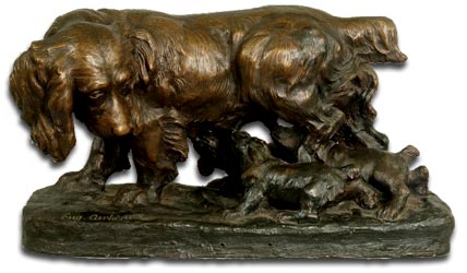 bronze cartier spaniel and pups