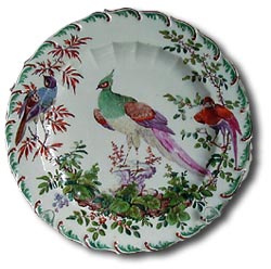 chelsea porcelain - bird and foliage decorated cabinet plate