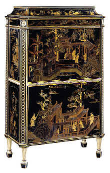 antique terms L - Chippendale Chinese lacquer secretaire c1773