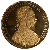 Gold Austrian Four Ducat with Francis I - Obverse