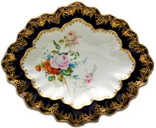 A handpainted derby dish by albert gregory