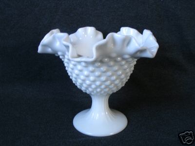 Fenton hobnail glass candle holder