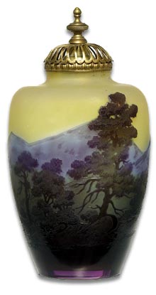 Emile Galle covered art nouveau glass vase