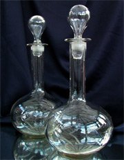 Pair Georgian Glass Globe Decanters