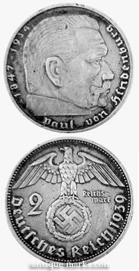 German Reich Coin 1934 with Swastika