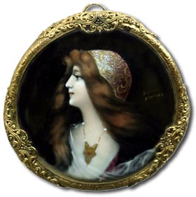 limoges enamels antique miniature portrait