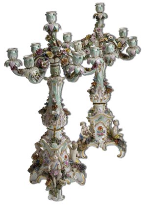 pair meissen candelabra