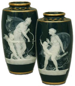 Minton Pair Pate-sur-Pate Vases