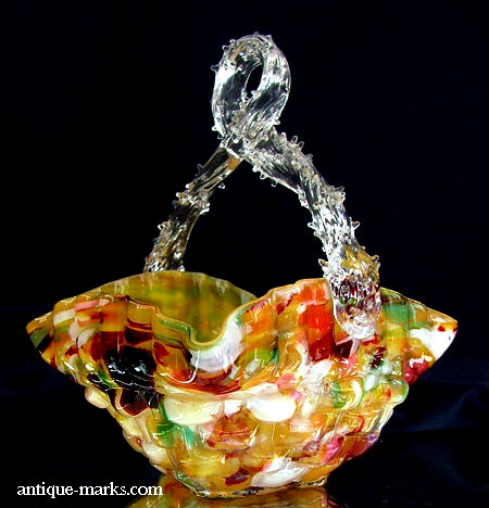 Antiques Collection - Nailsea Spatter Glass Basket