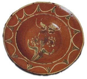 The Randolph Plate c1775 slipware decorated believed to have originated in Randolph County USA