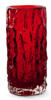 Whitefriars bark log vase in ruby