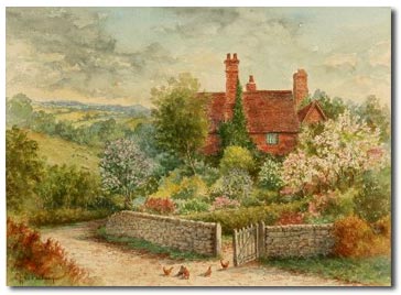 antique watercolour by worcester artist charles baldwyn