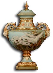 Charles Baldwyn Swan Decorated Twin Handled Vase and Cover