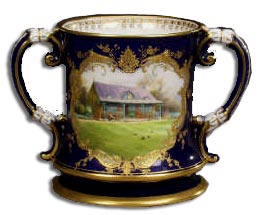 Handpainted worcester loving cup by harry davis