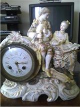 Front of Antique Figural Porcelain Clock