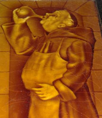 antique drinking monk tiles