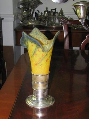 Glass Vase with Silver Holder