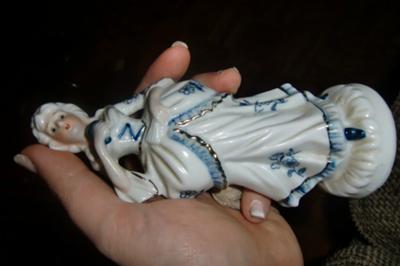 Female Blue & White Porcelain Figurine