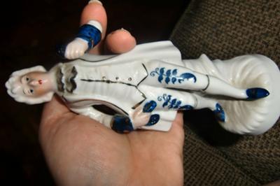 Male Blue & White Porcelain Figurine