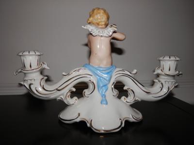 Rear view of German porcelain porcelain candelabra