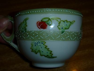 Left-hand side of translucent porcelain teacup