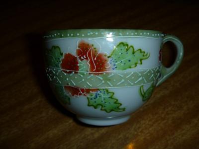 Right-hand side of translucent porcelain teacup