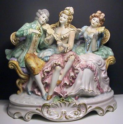 Full View of Capodimonte Porcelain Figural Centerpiece
