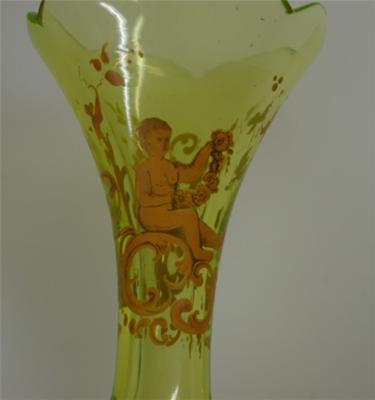 Decoration on Green Glass Vase