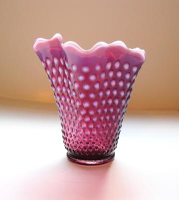 Cranberry Glass Vase Full View