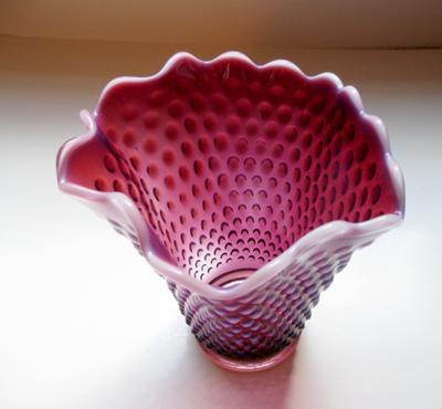 Cranberry Glass Vase Top
