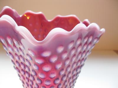 Cranberry Glass Vase Close Up