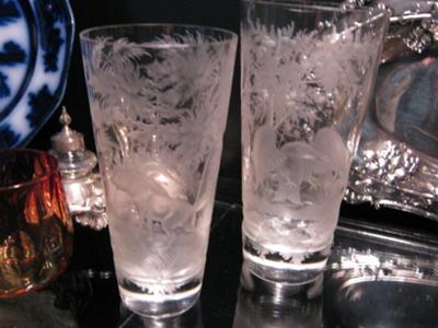 Georgian Glass Tumblers with etched decoration