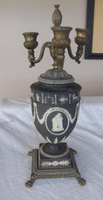 Wedgwood Black Jasperware Candelabra full View