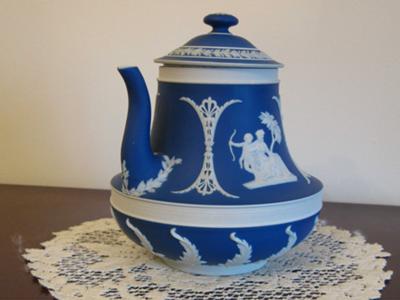 Wedgwood Jasperware Pot showing spout side