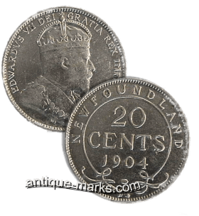  Monedas de Plata de Terranova-Pieza de 20 centavos