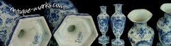 Good Pair of Royal Bonn Vases in Blue and White Porcelain Signed SE Schutze c1897