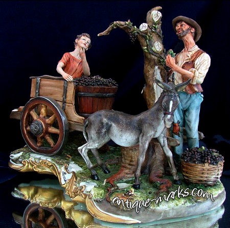 Capodimonte Porcelain figure group entitled La Vendemmia