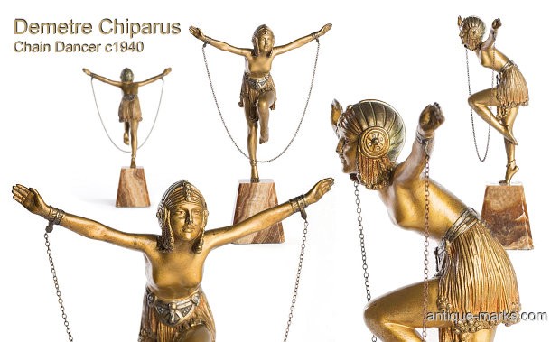 Demetre Chiparus - Bronze Sculpture Named Chain Dancer c1940